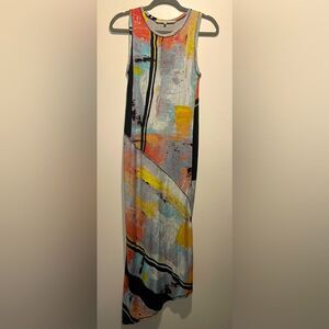RACHEL Rachel Roy- Asymmetrical Sleeveless Lined Abstract Midi Dress- Size XS